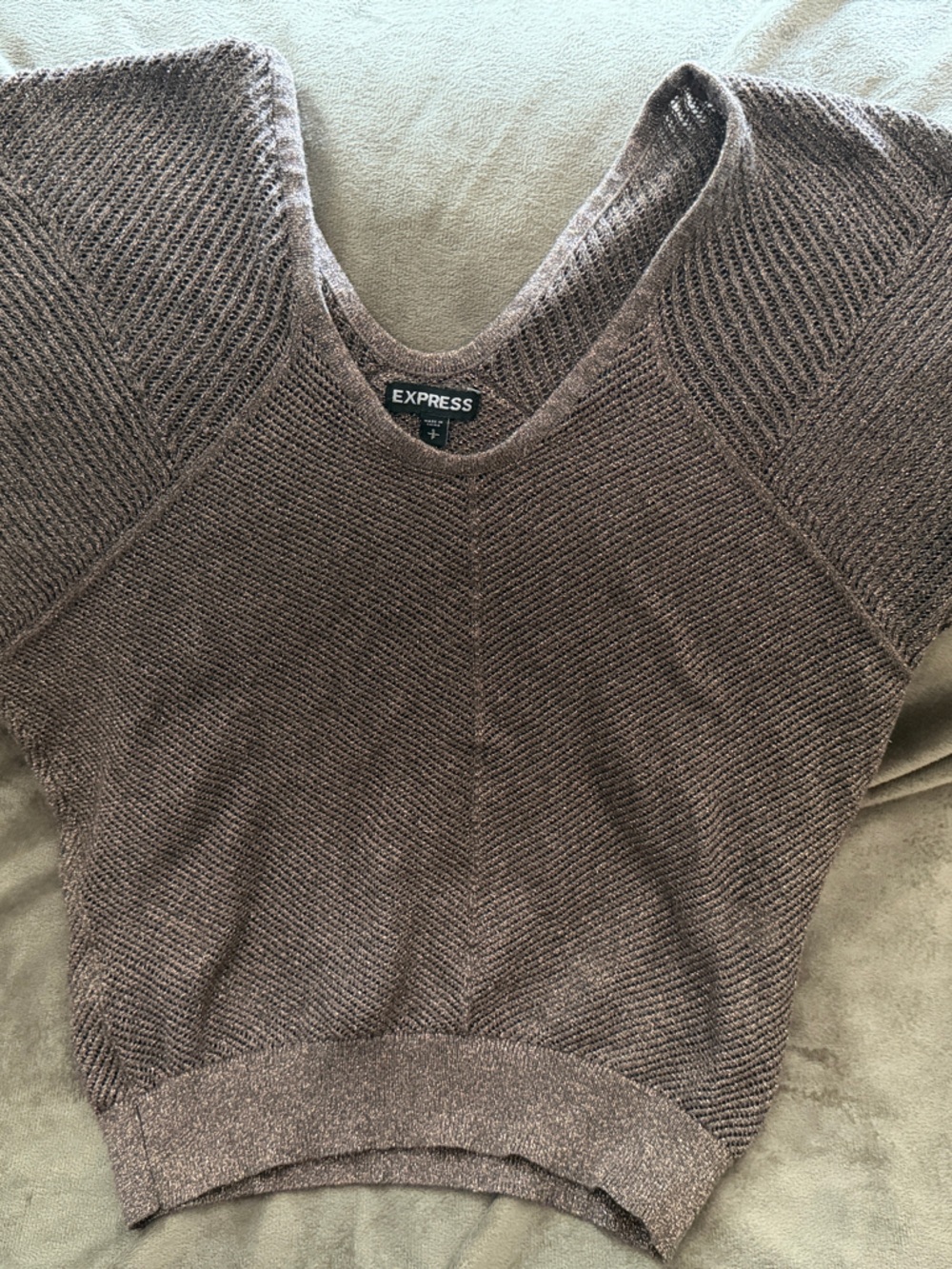 Express Women's Short Sleeve Scoop Neck Sweater - Taupe Gray